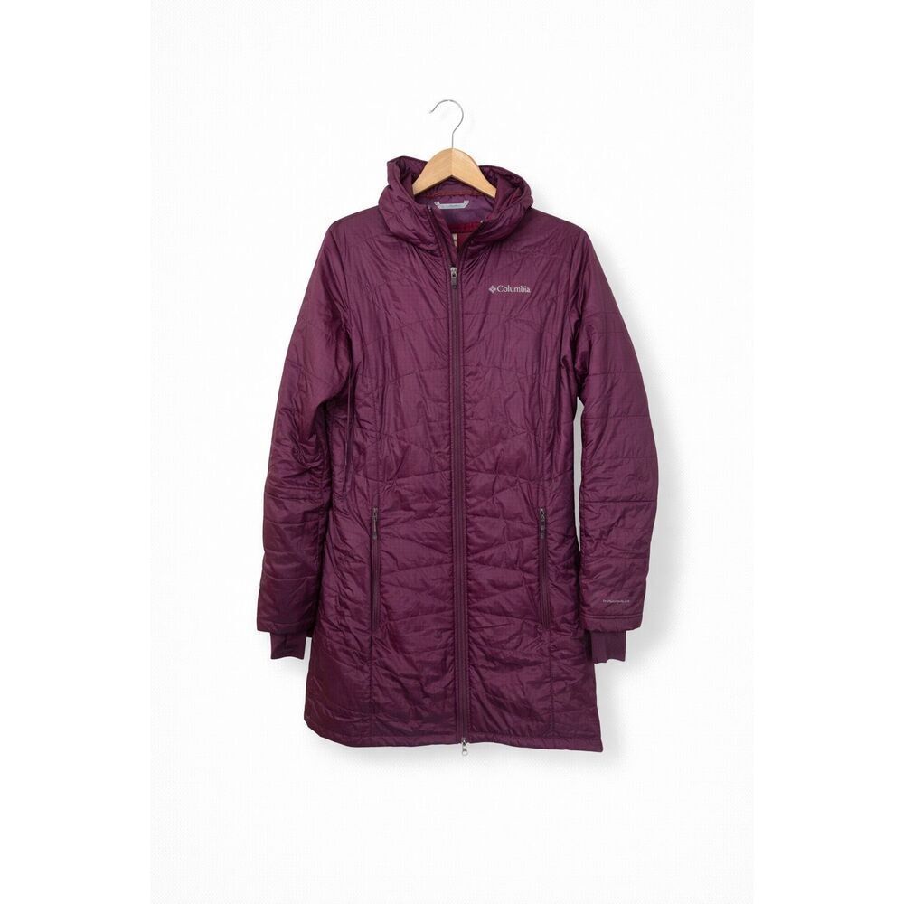 Columbia Omni-Heat Purple Lightweight Jacket Women’s M Hooded Insulated Coat - Picture 2 of 8